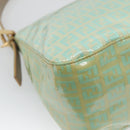 FENDI Zucchino Canvas Mamma Baguette Bag Enamel Peppermint Gold Auth 140635A-16