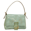 FENDI Zucchino Canvas Mamma Baguette Bag Enamel Peppermint Gold Auth 140635A-1