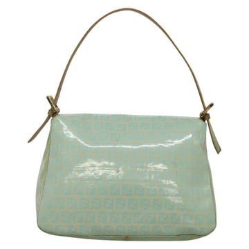 FENDI Zucchino Canvas Mamma Baguette Bag Enamel Peppermint Gold Auth 140635 - 0