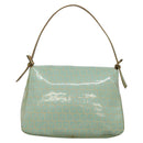 FENDI Zucchino Canvas Mamma Baguette Bag Enamel Peppermint Gold Auth 140635A-2