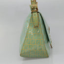 FENDI Zucchino Canvas Mamma Baguette Bag Enamel Peppermint Gold Auth 140635-3