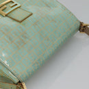 FENDI Zucchino Canvas Mamma Baguette Bag Enamel Peppermint Gold Auth 140635A-6