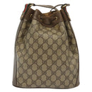 GUCCI GG Supreme Web Sherry Line Bag PVC Beige Gold 72 02 034 Auth 140637-3