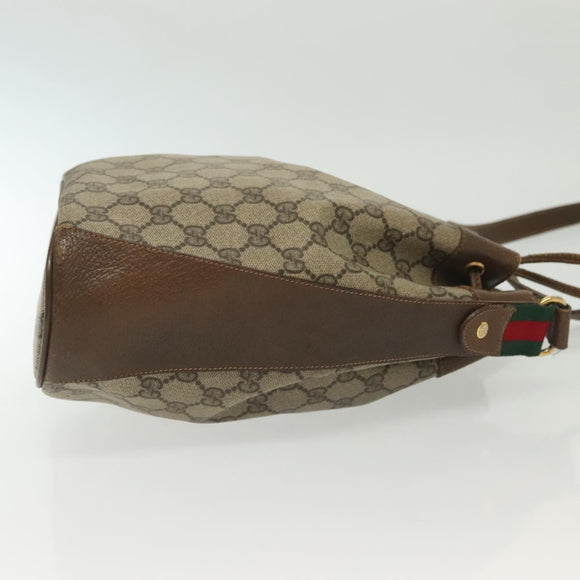 GUCCI GG Supreme Web Sherry Line Bag PVC Beige Gold 72 02 034 Auth 140637