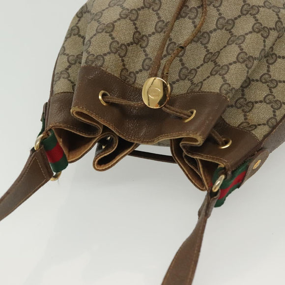 GUCCI GG Supreme Web Sherry Line Bag PVC Beige Gold 72 02 034 Auth 140637