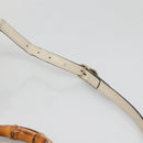 GUCCI Bamboo Hand Bag Leather 2way White Gold 368823 Auth 140639-9