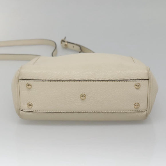 GUCCI Bamboo Hand Bag Leather 2way White Gold 368823 Auth 140639