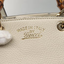 GUCCI Bamboo Hand Bag Leather 2way White Gold 368823 Auth 140639-18