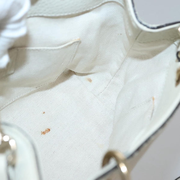 GUCCI Bamboo Hand Bag Leather 2way White Gold 368823 Auth 140639