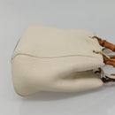 GUCCI Bamboo Hand Bag Leather 2way White Gold 368823 Auth 140639-4