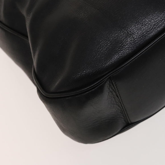 GUCCI Bamboo Hand Bag Leather 2way Black Gold 001 1781 1577 Auth 140641