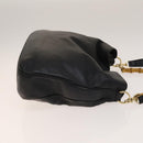 GUCCI Bamboo Hand Bag Leather 2way Black Gold 001 1781 1577 Auth 140641-3