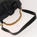 GUCCI Bamboo Hand Bag Leather 2way Black Gold 001 1781 1577 Auth 140641-7