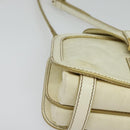 Miu Miu Shoulder Bag Leather White Gold Auth 140643-14