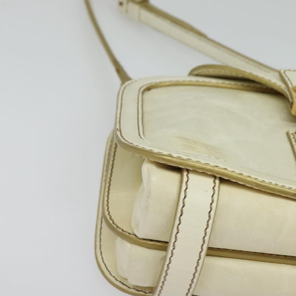 Miu Miu Shoulder Bag Leather White Gold Auth 140643