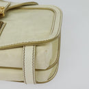 Miu Miu Shoulder Bag Leather White Gold Auth 140643-15