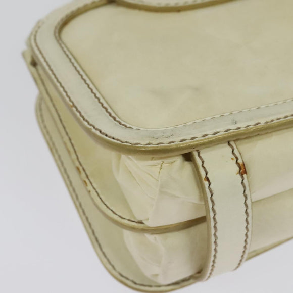 Miu Miu Shoulder Bag Leather White Gold Auth 140643