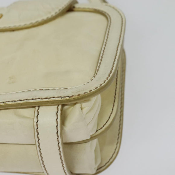 Miu Miu Shoulder Bag Leather White Gold Auth 140643