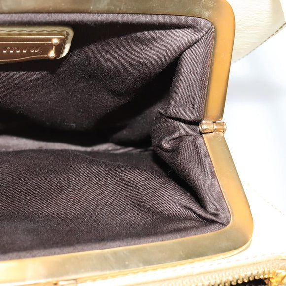 Miu Miu Shoulder Bag Leather White Gold Auth 140643