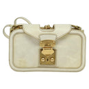 Miu Miu Shoulder Bag Leather White Gold Auth 140643-13