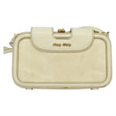 Miu Miu Shoulder Bag Leather White Gold Auth 140643-2