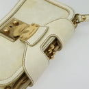 Miu Miu Shoulder Bag Leather White Gold Auth 140643-6