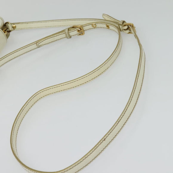 Miu Miu Shoulder Bag Leather White Gold Auth 140643