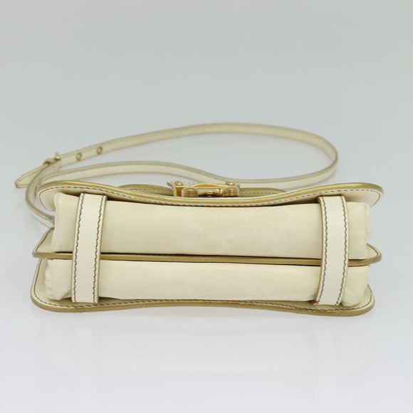 Miu Miu Shoulder Bag Leather White Gold Auth 140643