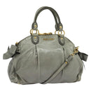 Miu Miu Hand Bag Leather 2way Gray Gold Auth 140644-1