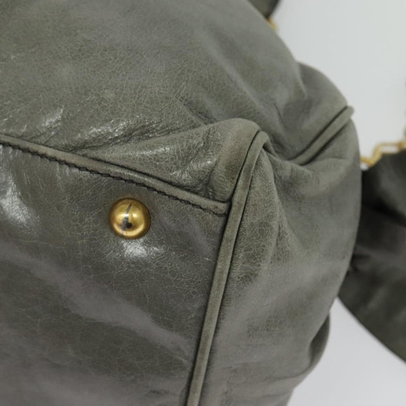 Miu Miu Hand Bag Leather 2way Gray Gold Auth 140644