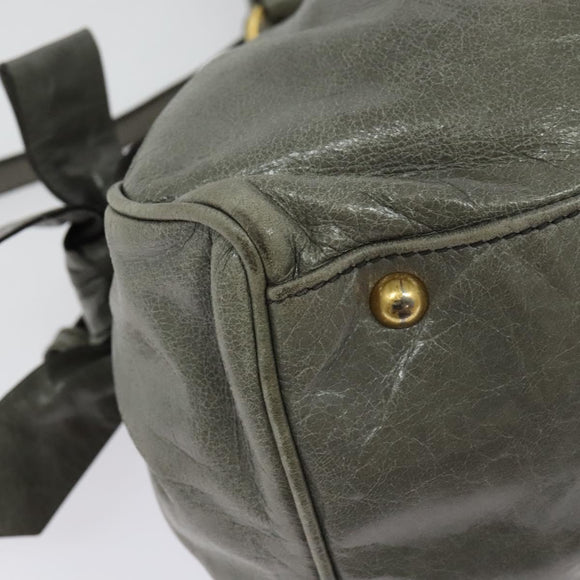 Miu Miu Hand Bag Leather 2way Gray Gold Auth 140644