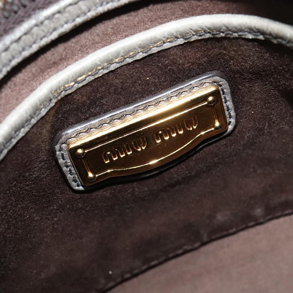Miu Miu Hand Bag Leather 2way Gray Gold Auth 140644