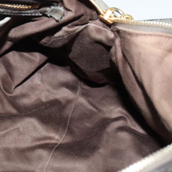 Miu Miu Hand Bag Leather 2way Gray Gold Auth 140644