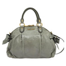 Miu Miu Hand Bag Leather 2way Gray Gold Auth 140644-2
