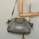 Miu Miu Hand Bag Leather 2way Gray Gold Auth 140644-23