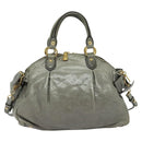 Miu Miu Hand Bag Leather 2way Gray Gold Auth 140644-3