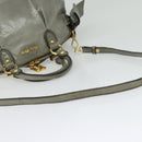 Miu Miu Hand Bag Leather 2way Gray Gold Auth 140644-9