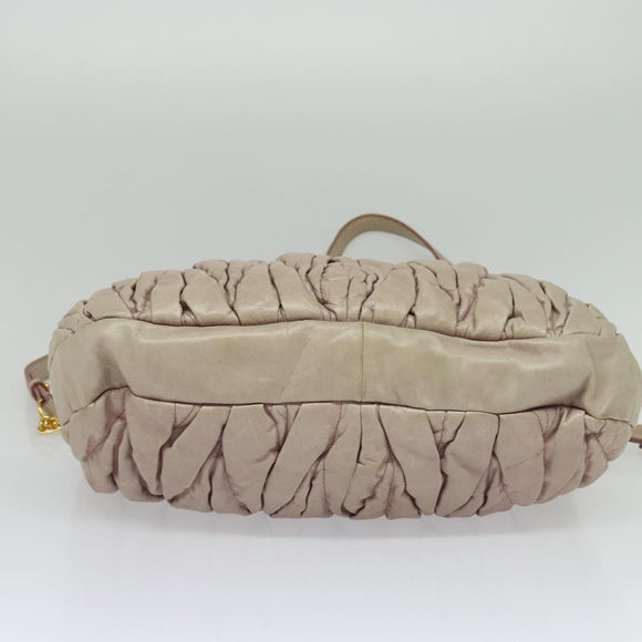 Miu Miu Matelasse Hand Bag Leather 2way Pink Gold Auth 140645