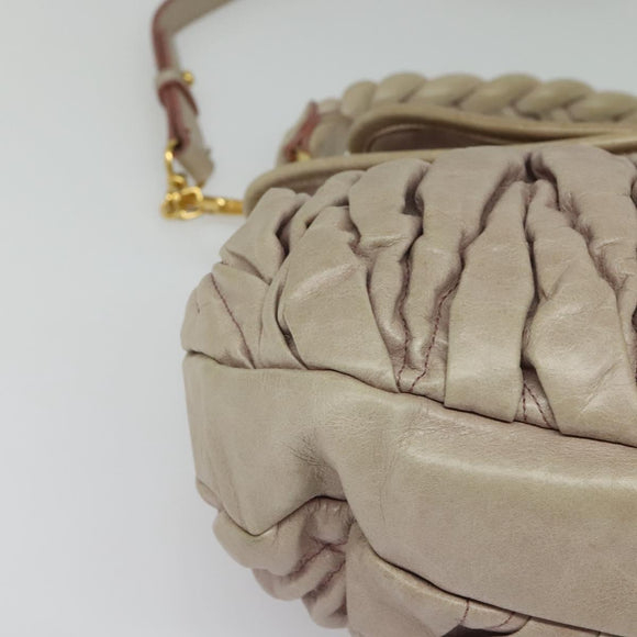 Miu Miu Matelasse Hand Bag Leather 2way Pink Gold Auth 140645