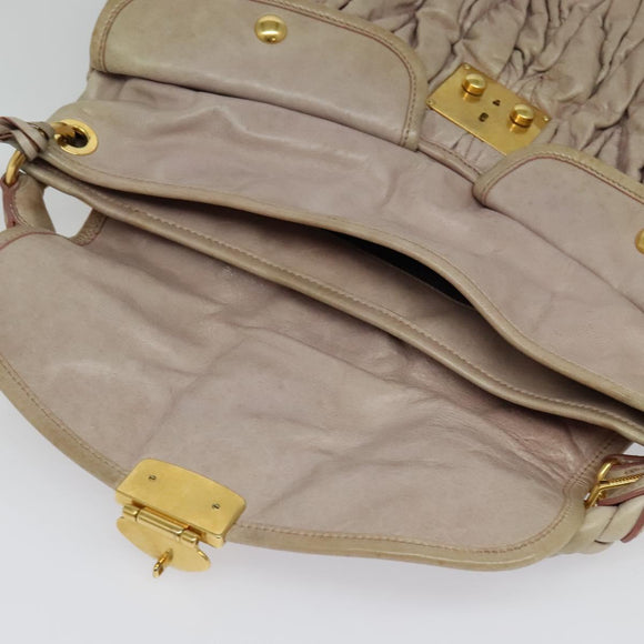 Miu Miu Matelasse Hand Bag Leather 2way Pink Gold Auth 140645