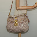 Miu Miu Matelasse Hand Bag Leather 2way Pink Gold Auth 140645-26
