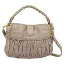 Miu Miu Matelasse Hand Bag Leather 2way Pink Gold Auth 140645-3