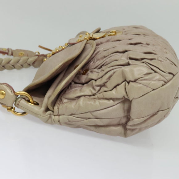 Miu Miu Matelasse Hand Bag Leather 2way Pink Gold Auth 140645