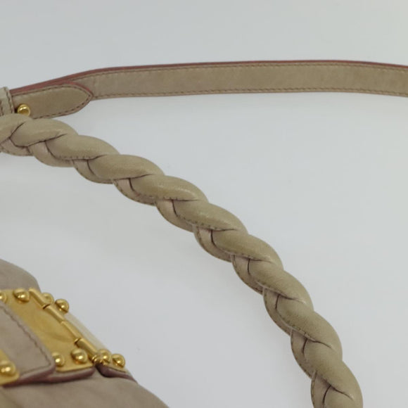 Miu Miu Matelasse Hand Bag Leather 2way Pink Gold Auth 140645