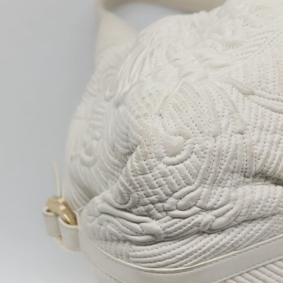 BVLGARI Chandra Shoulder Bag Leather White Gold Auth 140646