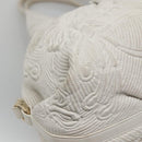 BVLGARI Chandra Shoulder Bag Leather White Gold Auth 140646-16