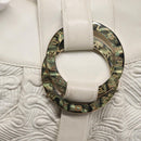 BVLGARI Chandra Shoulder Bag Leather White Gold Auth 140646-10