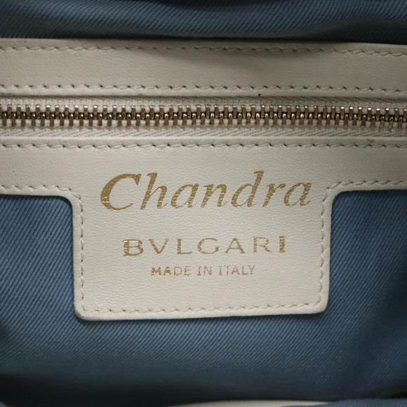 BVLGARI Chandra Shoulder Bag Leather White Gold Auth 140646