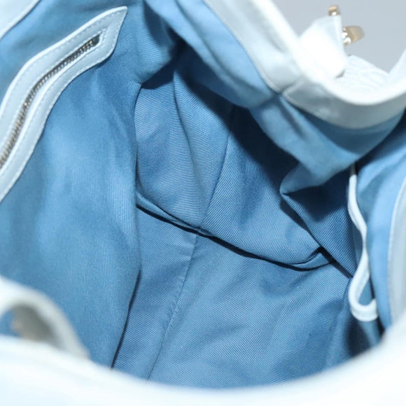 BVLGARI Chandra Shoulder Bag Leather White Gold Auth 140646