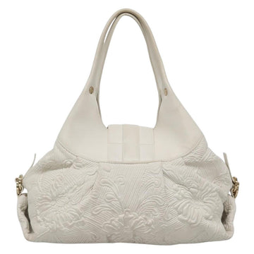 BVLGARI Chandra Shoulder Bag Leather White Gold Auth 140646 - 0